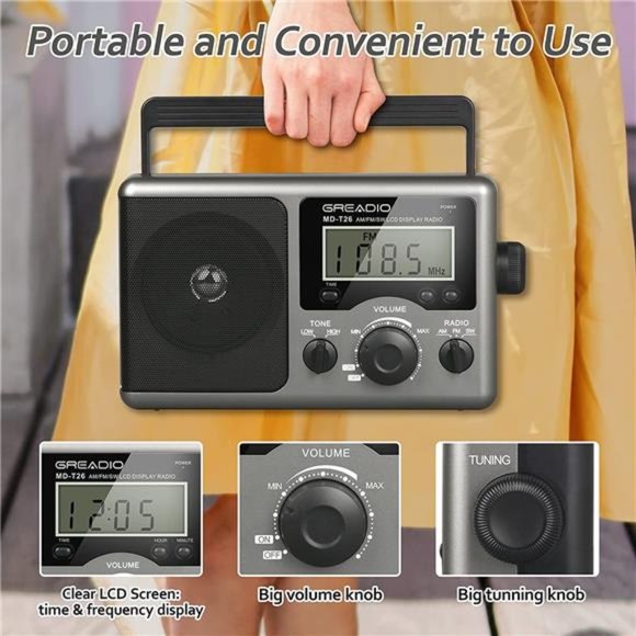 Portable Shortwave Radio,AM FM Transistor Radio with Best Reception,LCD Display - Picture 4 of 6